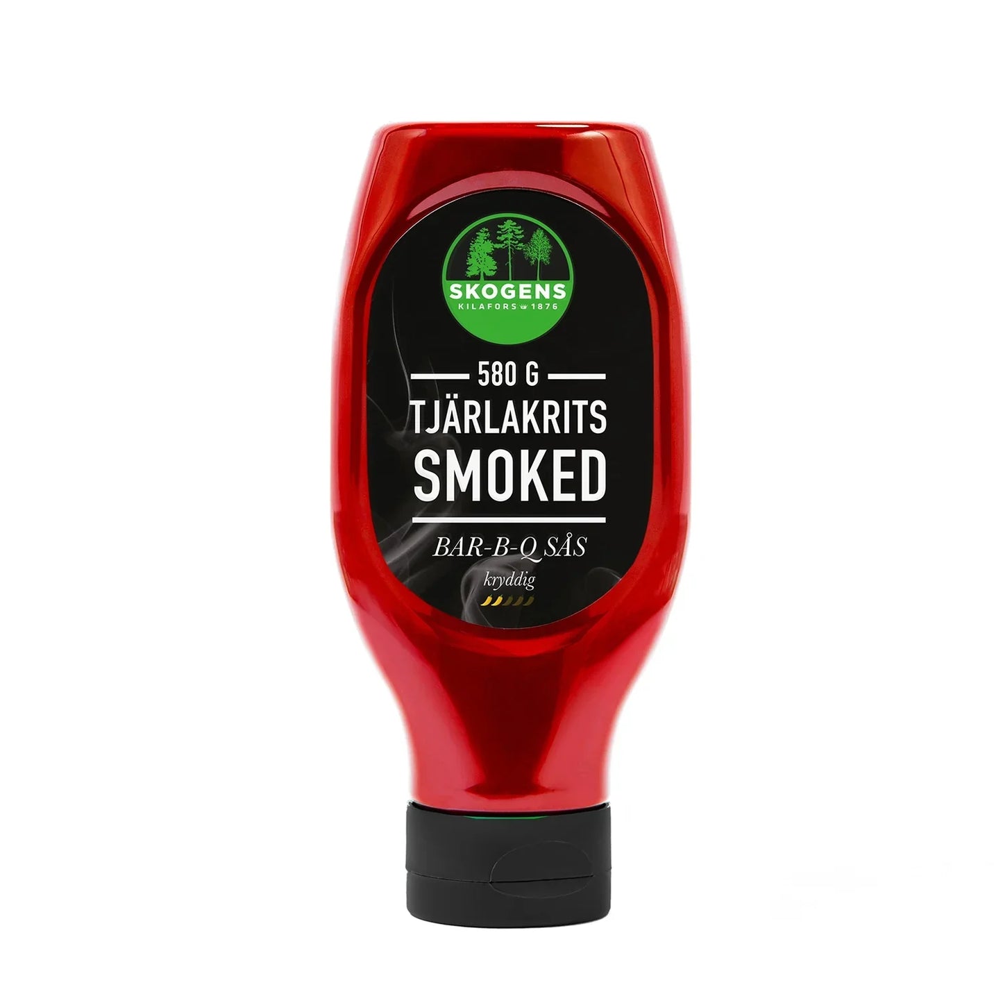 Röd flaska BBQ-sås tjärlakrits smoked, grillkrydda, 580g.
