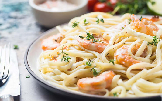 Saffranspasta med Räkor