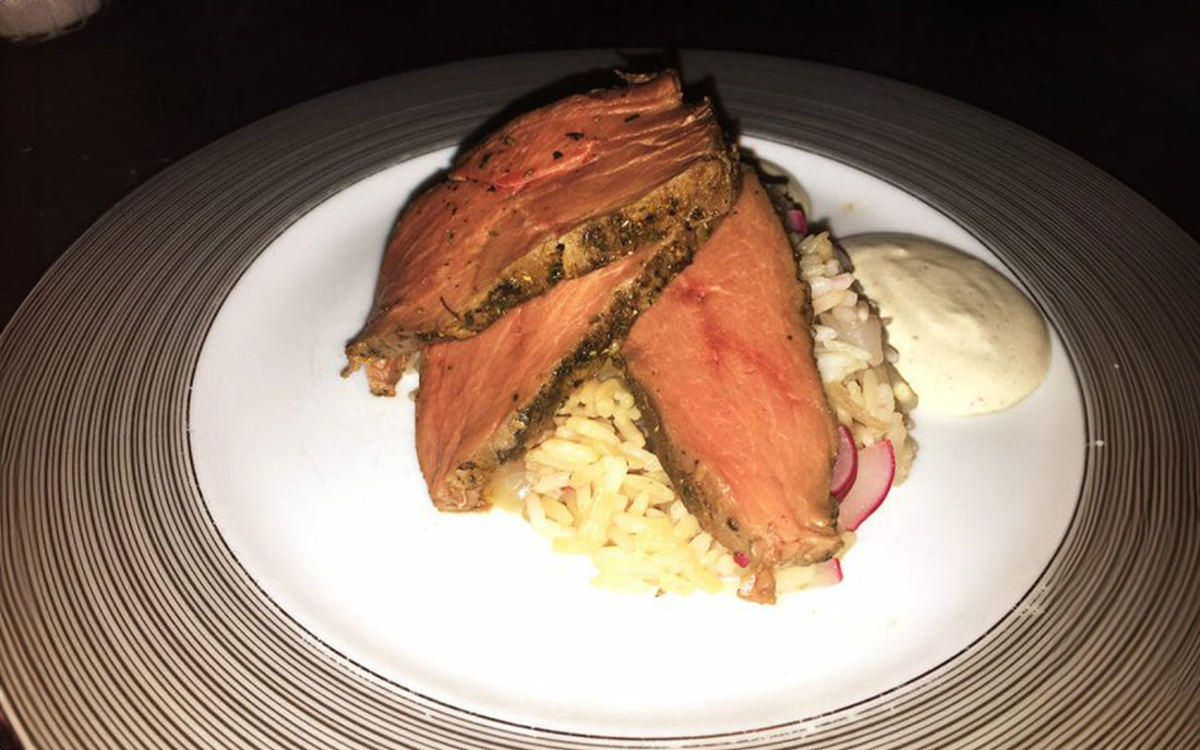 Strutsfilé med stekt ris