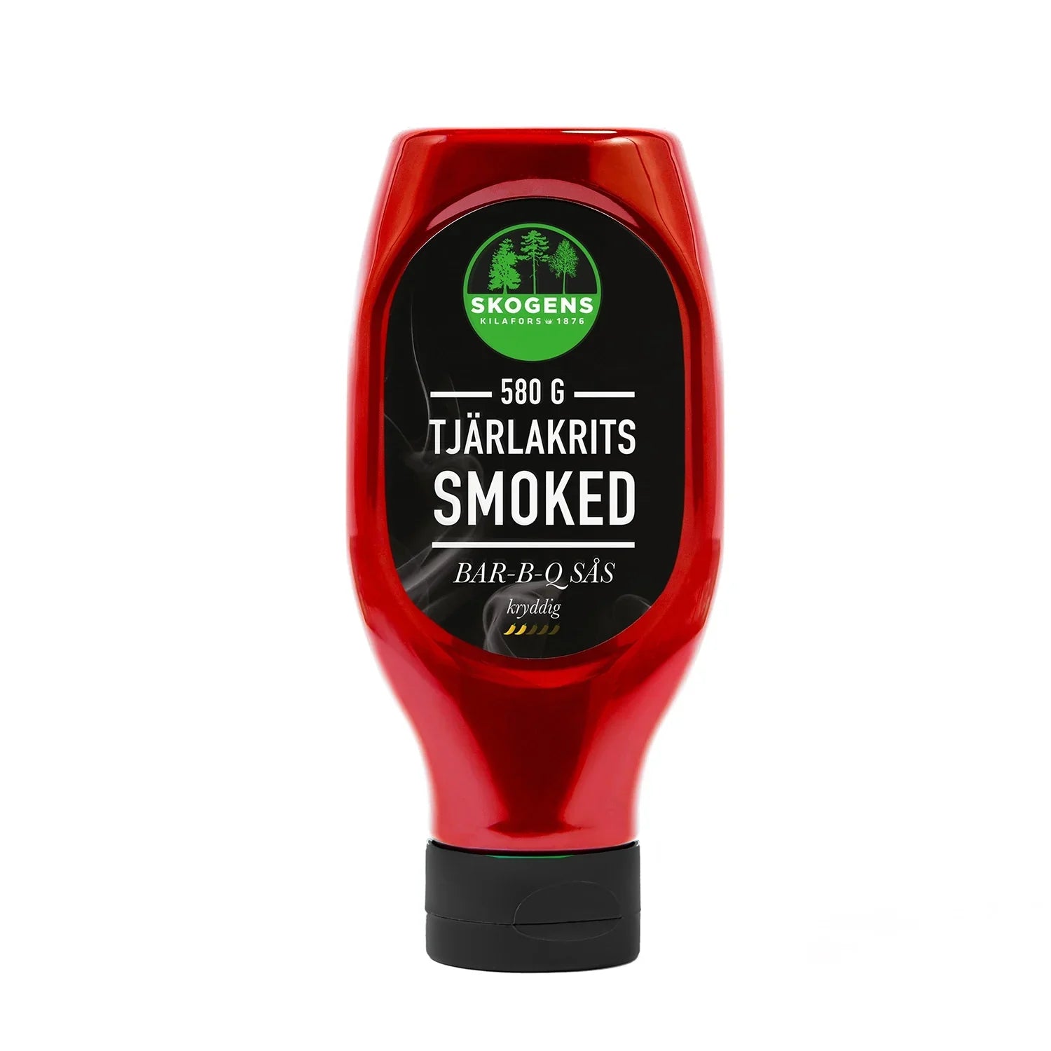 Röd flaska BBQ-sås tjärlakrits smoked, grillkrydda, 580g.